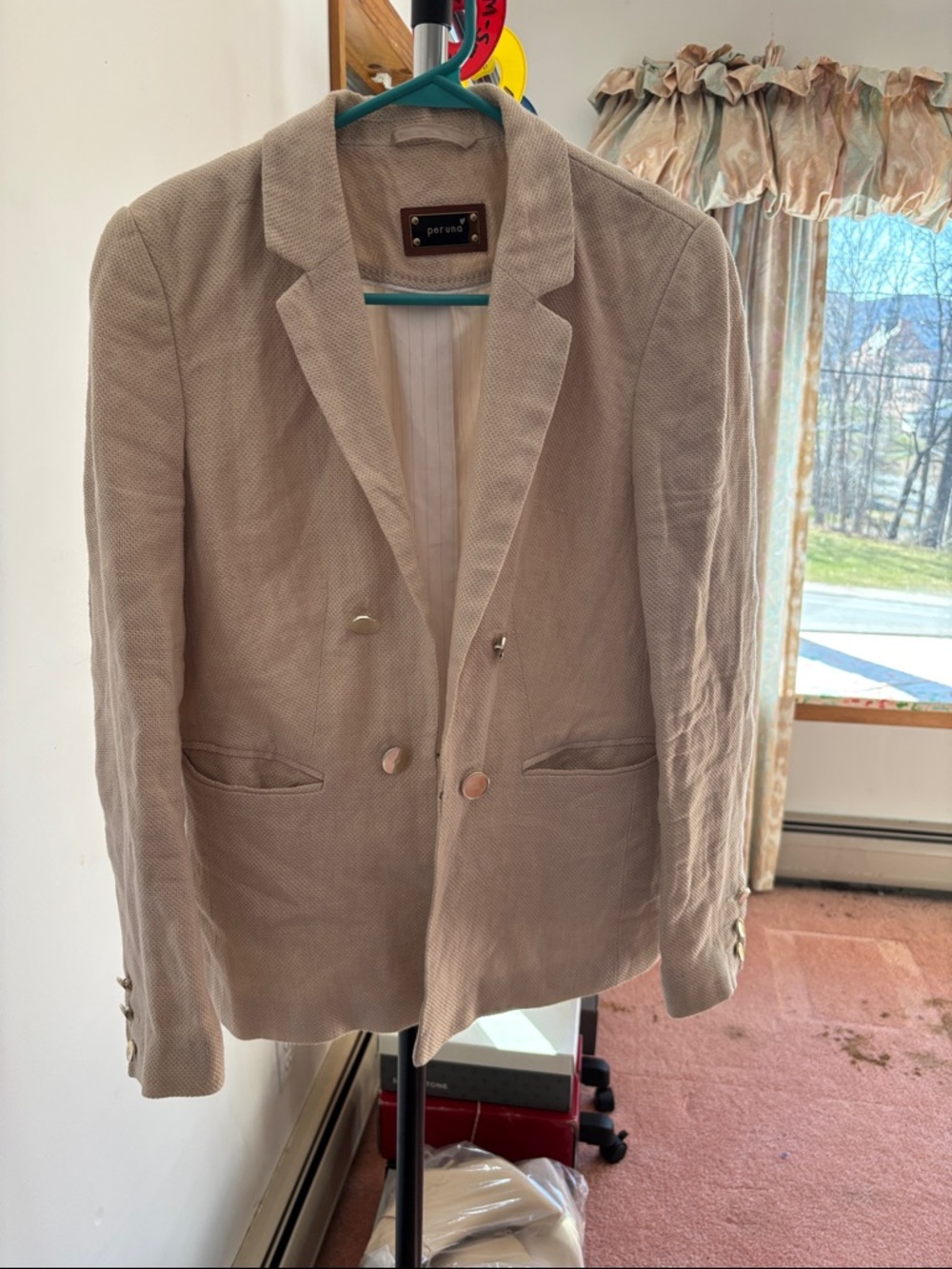 Cream Textured Women's Blazer - Persona